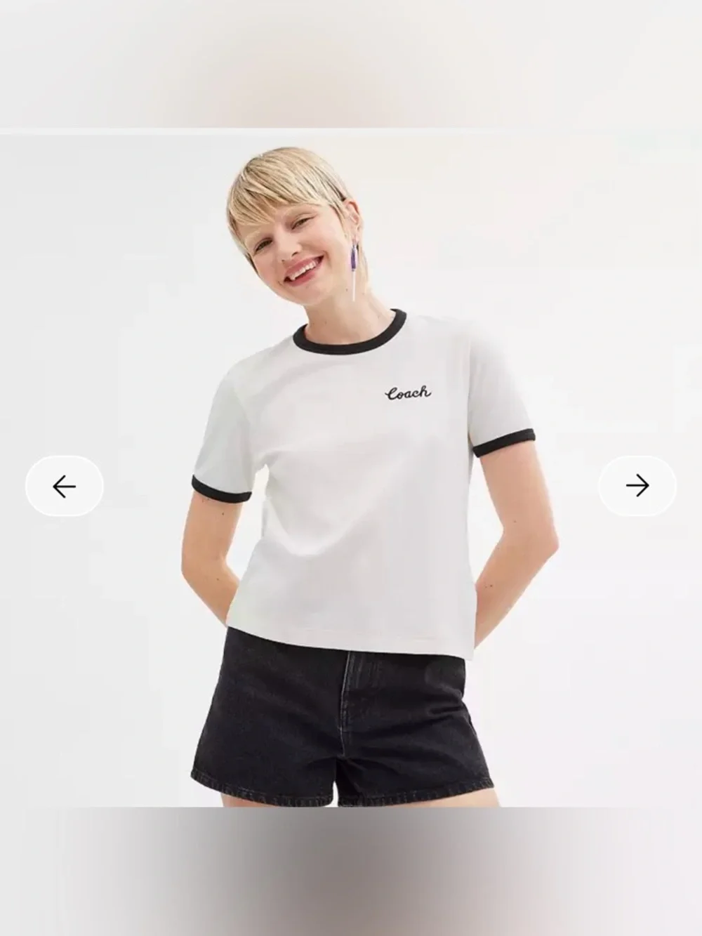 Coach White Ringer T-Shirt with Black Trim